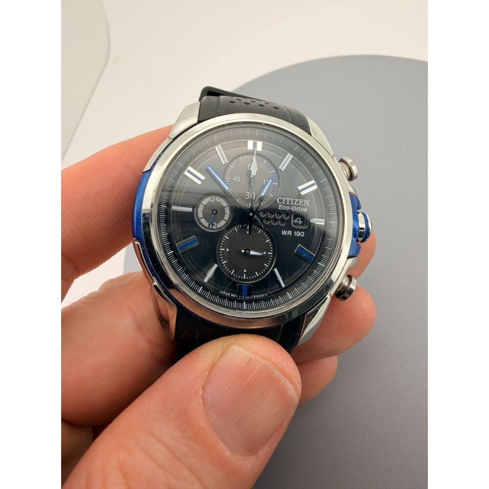 Citizen Eco-Drive CA0420-07E AR 2.0 Chronograph / Rare Sapphire Blue Trim